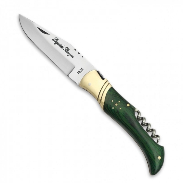 Couteau de poche chasse LAGUIOLE avec manche en bois multicolore TB de 11,5 cm. 