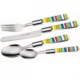 Ménagère 24 pièces manches colorés "Transat"