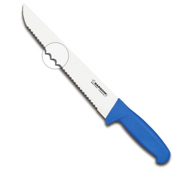 Couteau poisson cranté bleu 30 cm