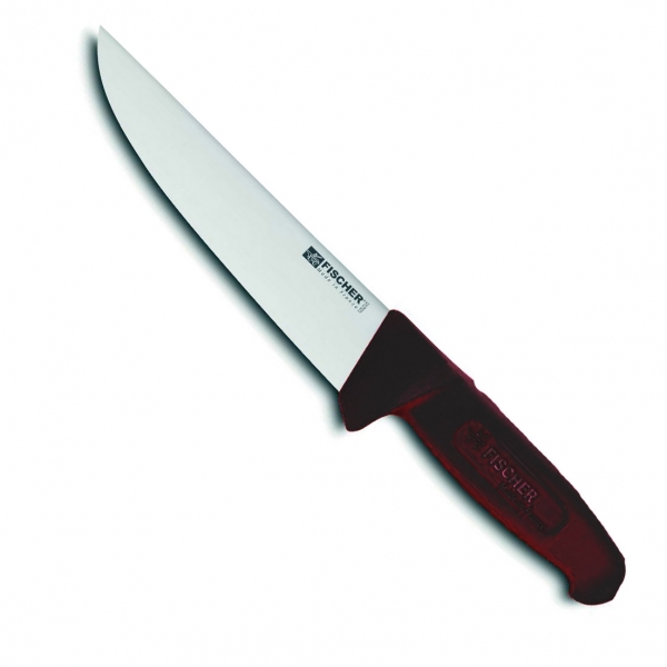 Couteau de boucher manche noir, lame inox 17 cm, HACCP