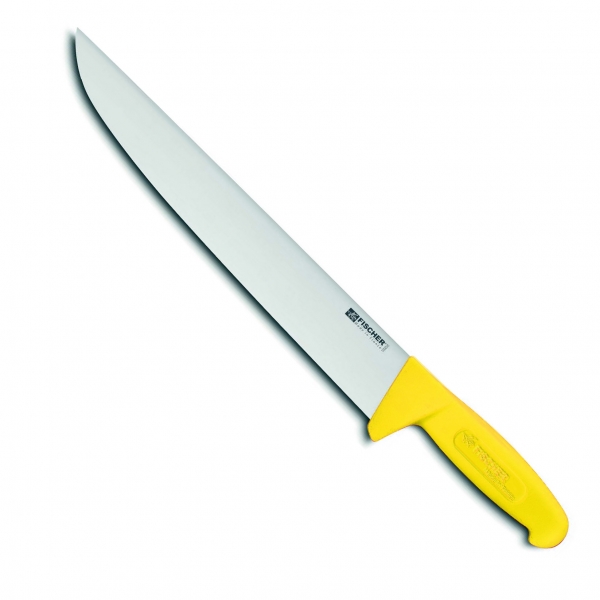 Couteau de boucher manche jaune, lame inox 30 cm, HACCP