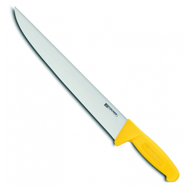 Couteau de boucher manche jaune, lame inox 35 cm, HACCP