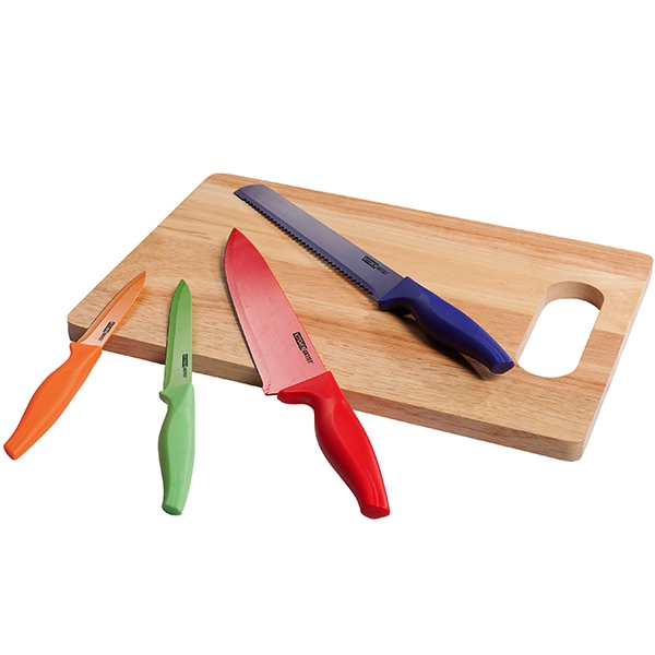 Set fruits et légumes: planche à découper verte + 5 couteaux manche vert  HACCP - AFcoltellerie