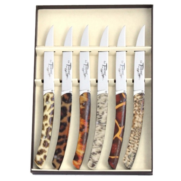 Coffret de 6 couteaux de table luxe "safari" 