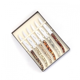 Coffret de 6 couteaux de table Laguiole "safari"