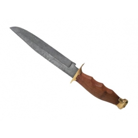 Couteau de chasse lame en acier damas avec étui en cuir