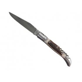 Couteau de poche Laguiole Bougna manche en bois de cerf avec tire bouchon