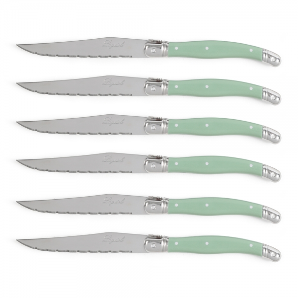 Couteaux de table Laguiole de 6 am vert pastel