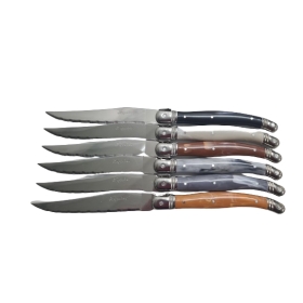 Couteaux de table Laguiole lot de 6 manches couleurs marbrés