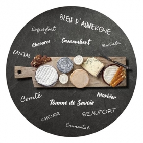 Plateau fromage rond en verre 35 cm sur tampons