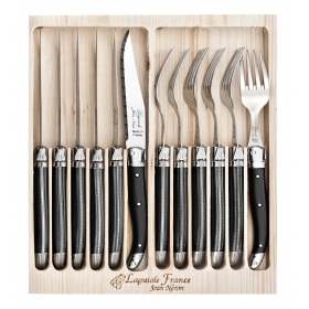 Coffret Ménagère 12 couverts noirs Laguiole fabriqué en France