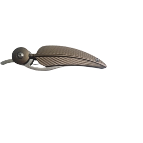 Couteau de poche manche décor Plume tout métal avec son étui