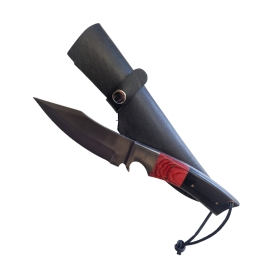 Couteau de chasse lame inox 13 cm manche bicolor avec lacet