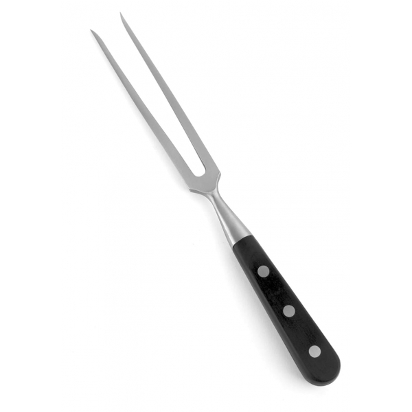 Fourchette Diapason Forgée Pour Barbecue - Acier Inox AISI 420 - Manche Bois 57 Cm - Fabriqué En Italie