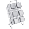 Lot de 6 Boîtes à Épices Carrées sur Support en Inox