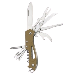 Couteau de poche multifonctions 10 outils – Manche Soft Kaki
