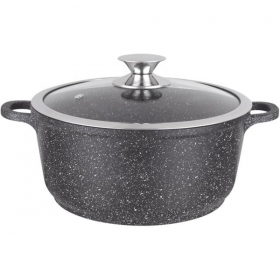 Faitout 32 cm fonte d'aluminium avec couvercle en verre