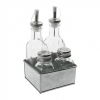 Set Huile Vinaigre, Sel Poivre sur Support en Inox