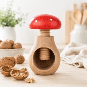 Casse noix en bois forme champignon
