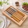 Coffret 6 couteaux Steak Chêne lame crantée