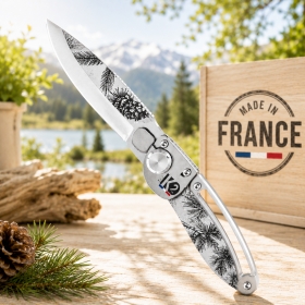 Couteau pliant K2 tout métal décor pins Qualité France
