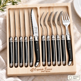 Coffret Ménagère 12 couverts noirs Laguiole fabriqué en France