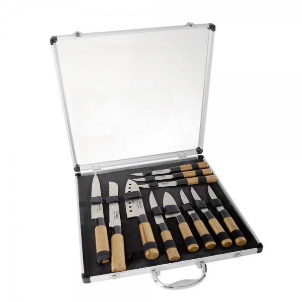 Pradel Excellence - Valise de 5 Couteaux de Cuisine + 6 Steaks - Manche  Bambou