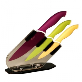 Bloc 3 couteaux cuisine colorés